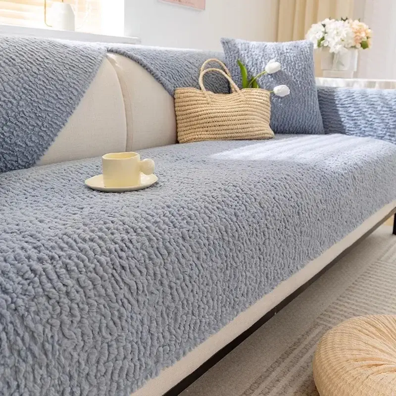 Thicken Plush Sofa Cushion Winter Warm Sofas Mat Towel Anti-slip Universal Couch Covers Pets Kid Soft Sofa Blanket Living Room
