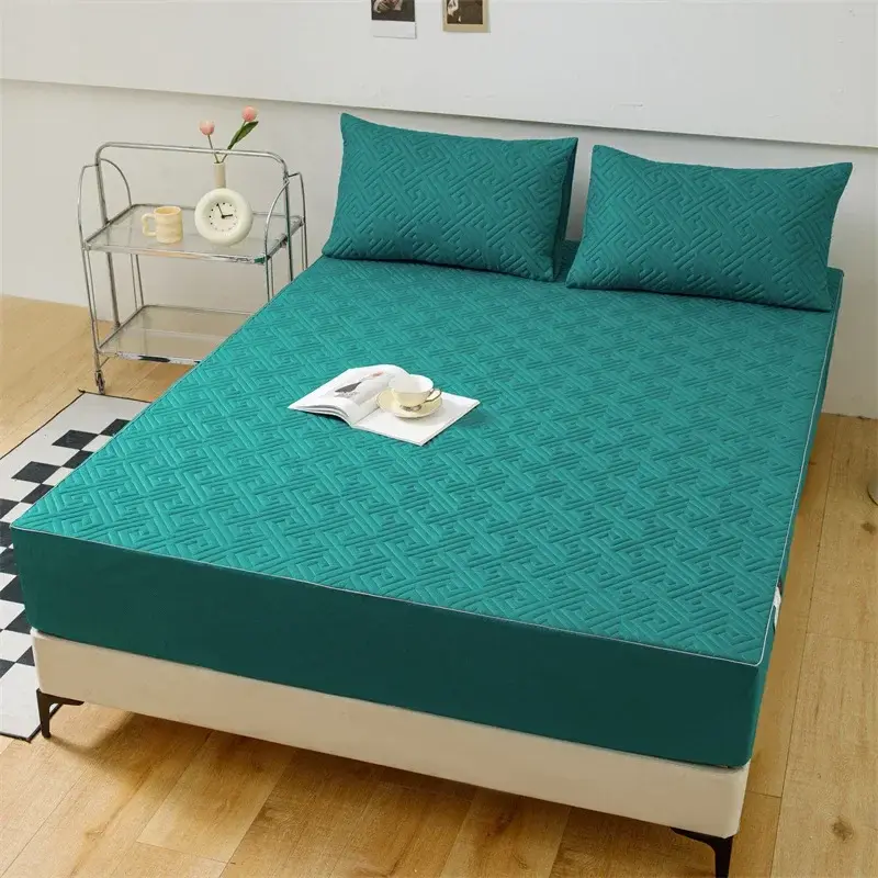 Modern Minimalist Suitable Four Seasons Quilted Mattress Cover Soft Queen King Quilted Bed Fitted Sheet Not Including Pillowcase