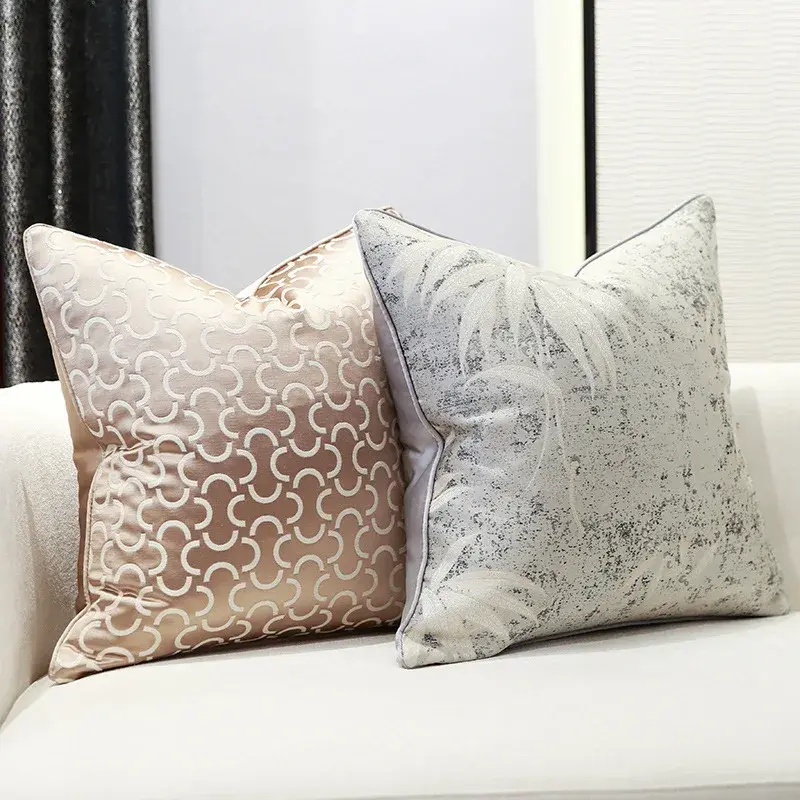Luxury Jacquard Pillowcase Beige Grey Decorative Sofa Cushion Case Pillow Cover For Home Decor Car Bed Cushion Cover