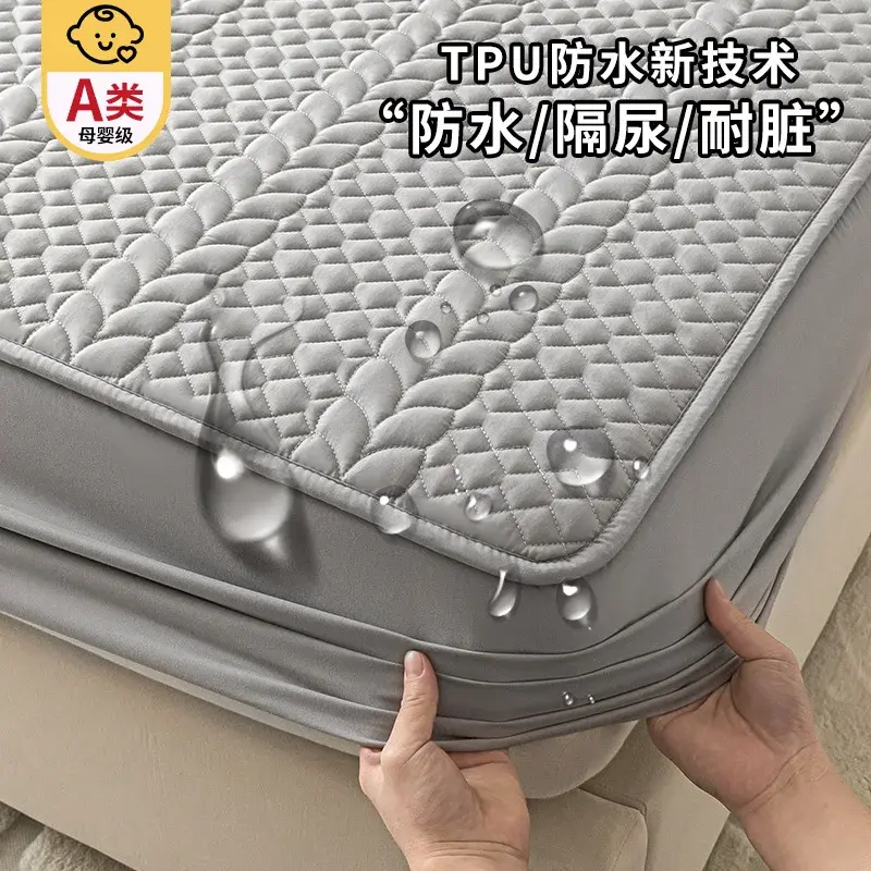 Waterproof Quilted Mattress Cover Raw Cotton Anti-bacterial Bed Pad Protector Cover Customized Bed Cover Not Included Pillowcase