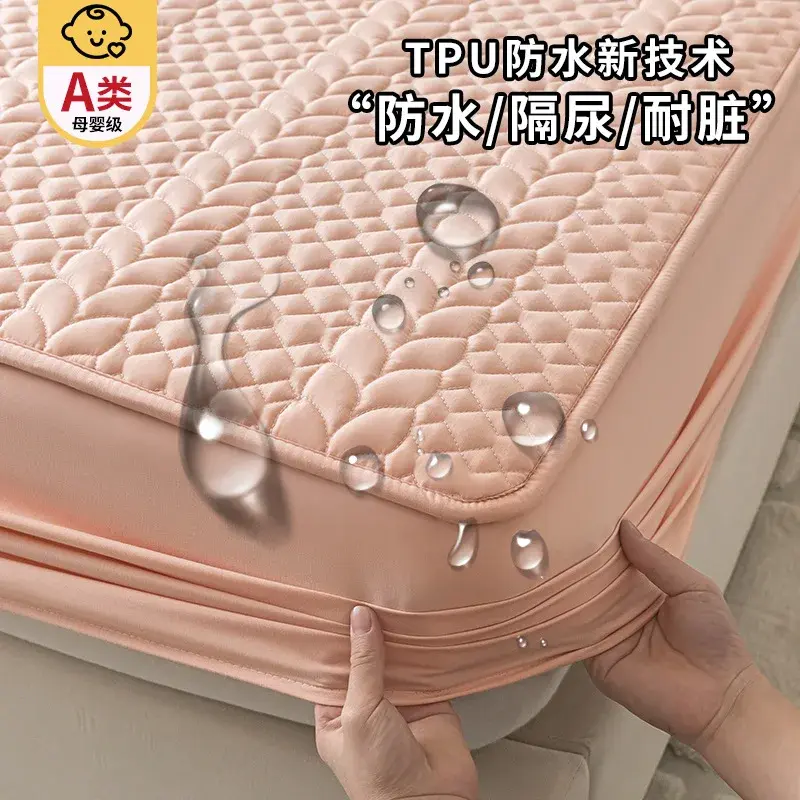 Waterproof Quilted Mattress Cover Raw Cotton Anti-bacterial Bed Pad Protector Cover Customized Bed Cover Not Included Pillowcase