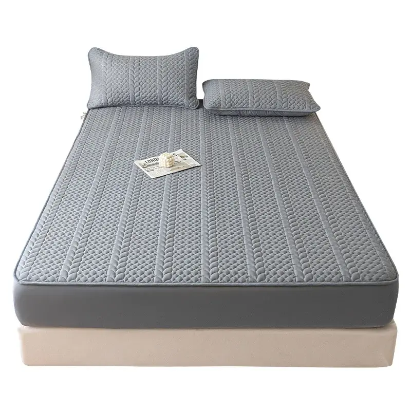 Waterproof Quilted Mattress Cover Raw Cotton Anti-bacterial Bed Pad Protector Cover Customized Bed Cover Not Included Pillowcase