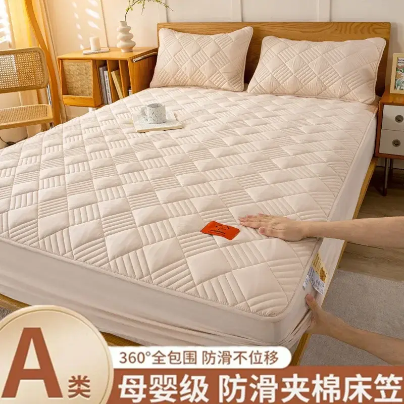 High Quality Soy Fibre Quilted Mattress Cover 100% Cotton King Queen Customized Quilting Bed Cover Not Including Pillowcase