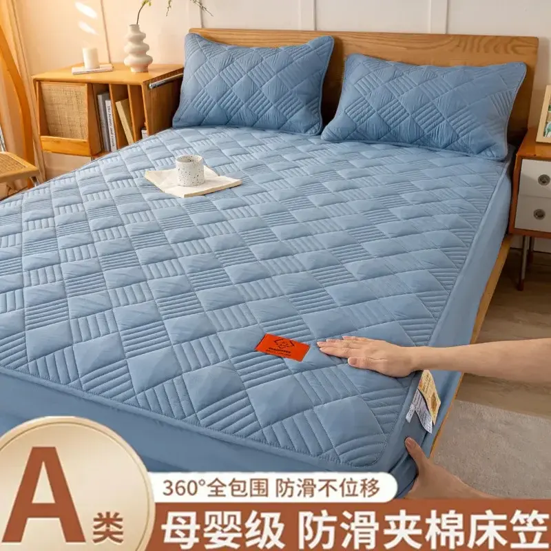 High Quality Soy Fibre Quilted Mattress Cover 100% Cotton King Queen Customized Quilting Bed Cover Not Including Pillowcase