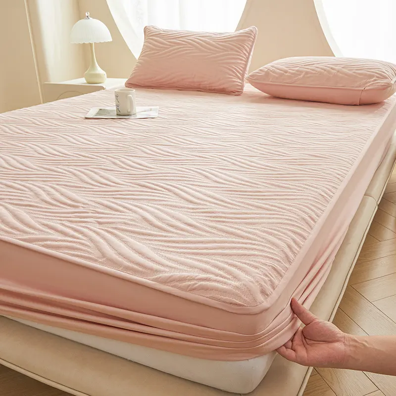 Waterproof Bed Sheet Quilted Throw Mattress Cover for Kids Adults Elastic Cotton Fitted Sheet Protector Single Double Queen King