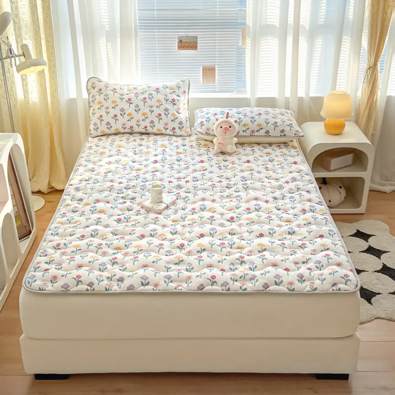 Ins Winter Milk Velvet Thickened Warm Bed Sheet Bedspread Soft Thin Fold Mattress Toppers Antislipping Tatami Floor Quilted Mat