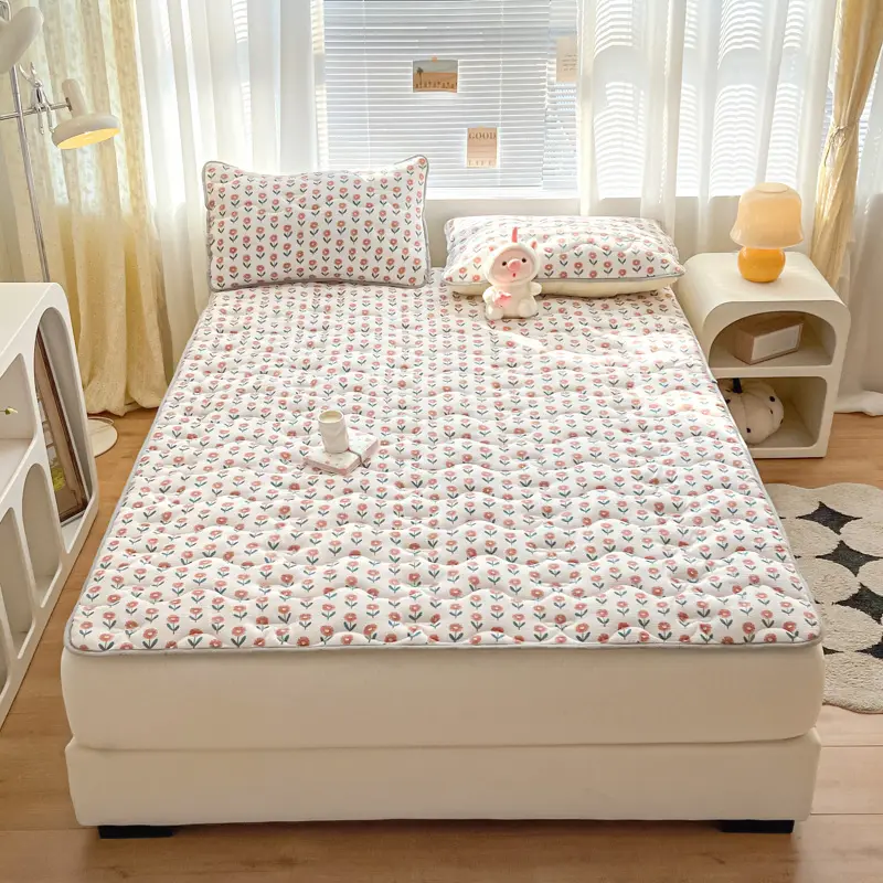 Ins Winter Milk Velvet Thickened Warm Bed Sheet Bedspread Soft Thin Fold Mattress Toppers Antislipping Tatami Floor Quilted Mat