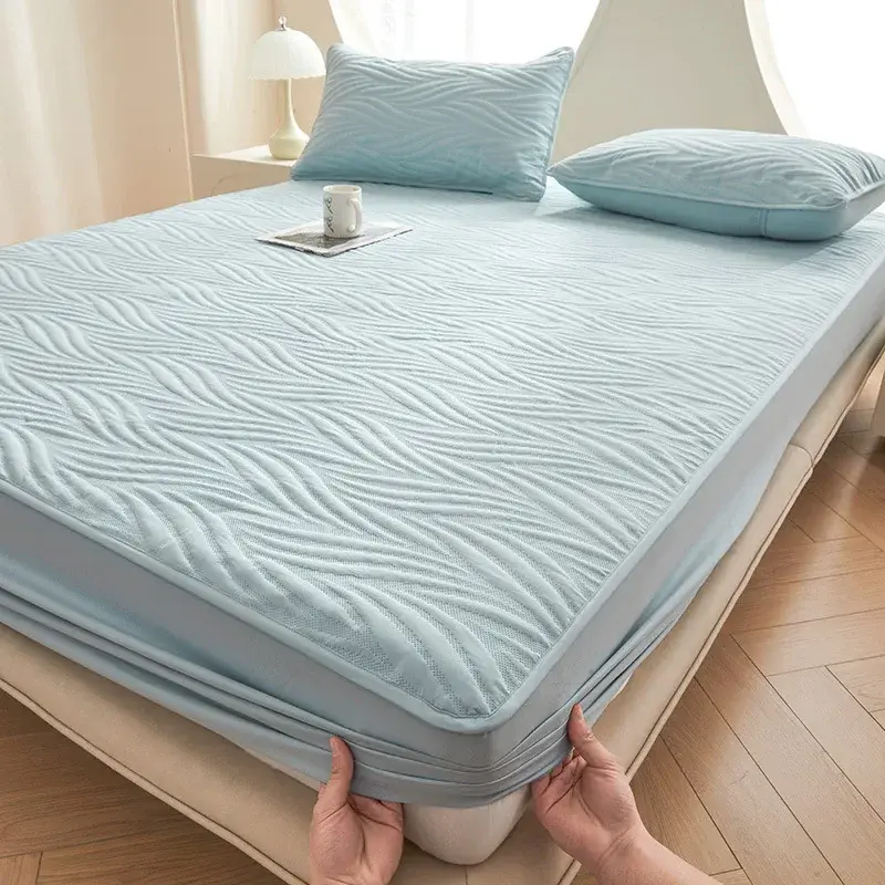Waterproof Bed Sheet Quilted Throw Mattress Cover for Kids Adults Elastic Cotton Fitted Sheet Protector Single Double Queen King