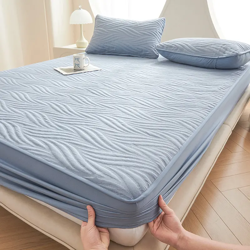 Waterproof Bed Sheet Quilted Throw Mattress Cover for Kids Adults Elastic Cotton Fitted Sheet Protector Single Double Queen King