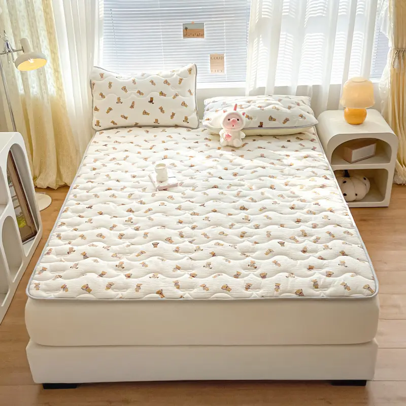 Ins Winter Milk Velvet Thickened Warm Bed Sheet Bedspread Soft Thin Fold Mattress Toppers Antislipping Tatami Floor Quilted Mat