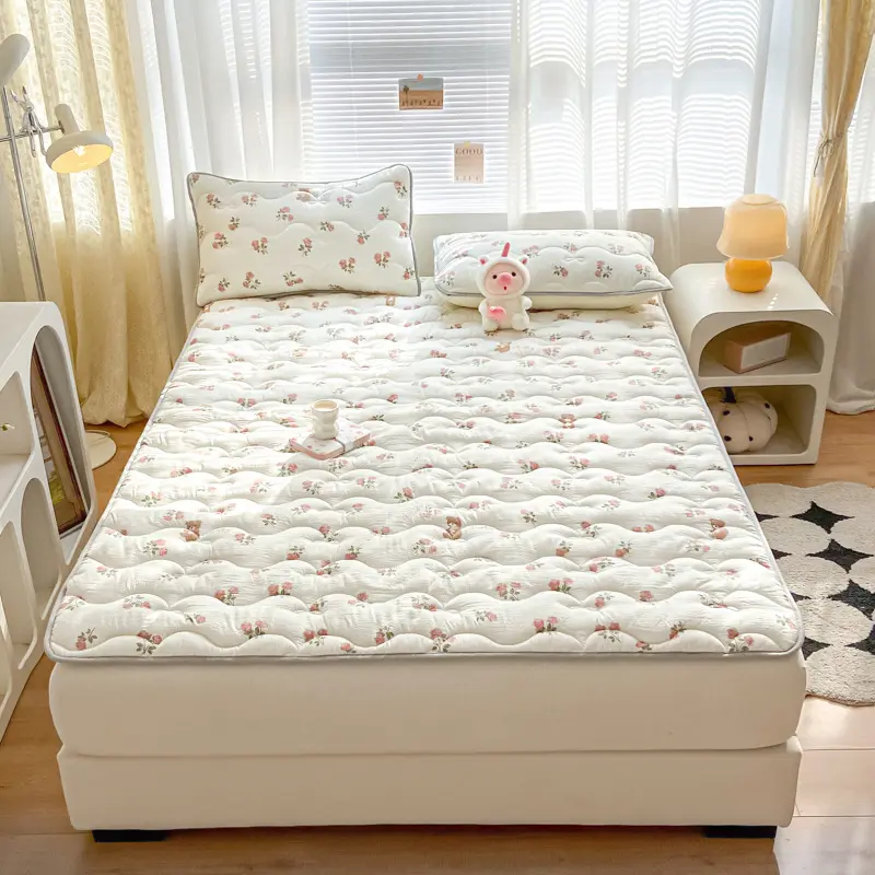 Ins Winter Milk Velvet Thickened Warm Bed Sheet Bedspread Soft Thin Fold Mattress Toppers Antislipping Tatami Floor Quilted Mat