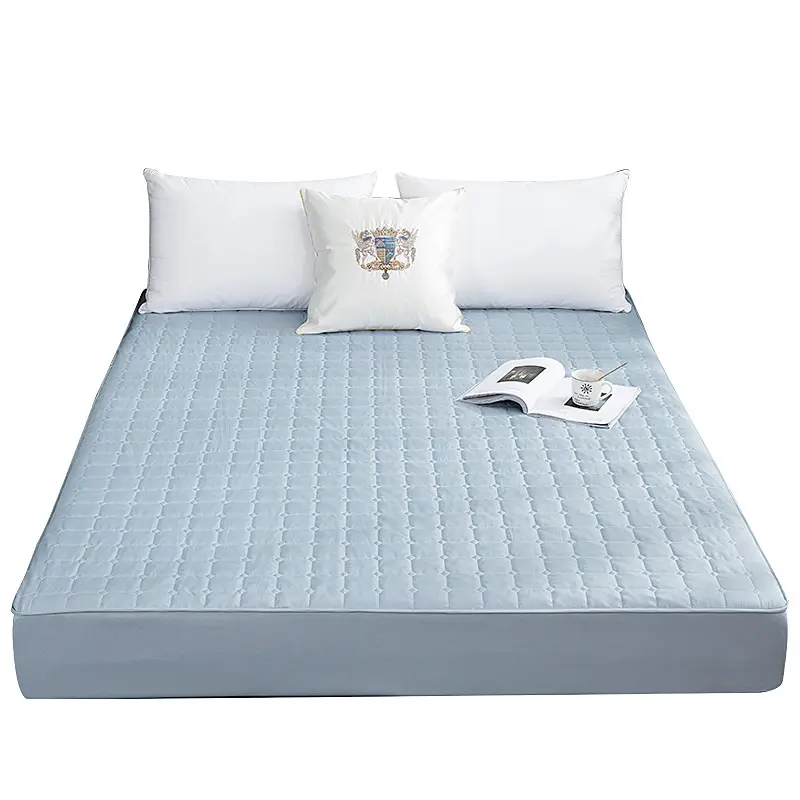 Bedding Quilted Mattress Pad Soy Fiber Fitted Sheet with Elastic Band Thicken Mattress Topper Washable Bed Mat Protector Cover