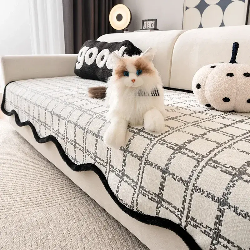 2025 New Chenille High end Irregular shaped Sofa Cushion Four season Universal Simple Modern Anti slip Sofa Cushion Cover Cloth