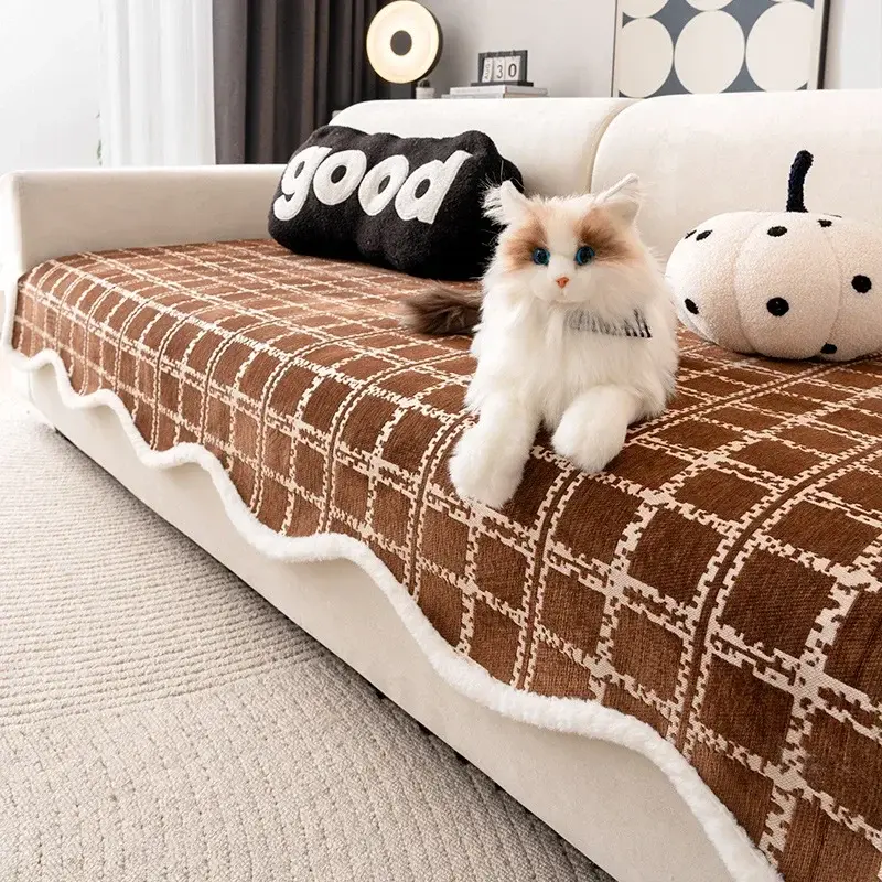 2025 New Chenille High end Irregular shaped Sofa Cushion Four season Universal Simple Modern Anti slip Sofa Cushion Cover Cloth