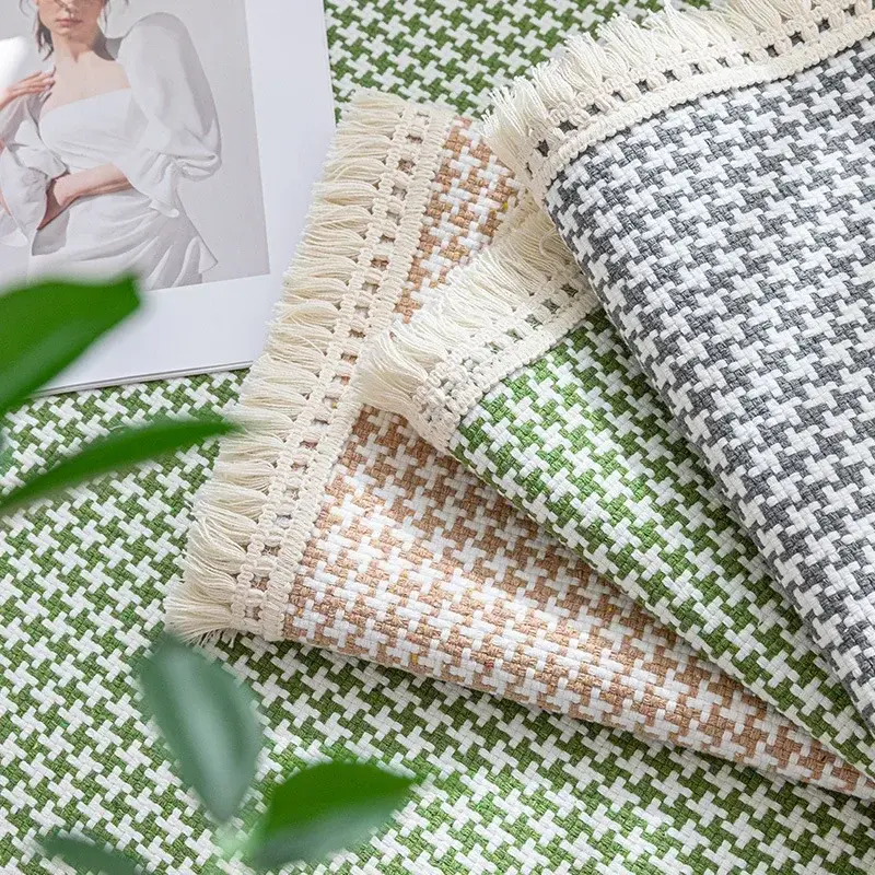Thousand Bird Grid Splicing Sofa Cover Non-slip Cotton Thread Woven Sofa Cushion All-season Universal Living Room Home Sofa Mat