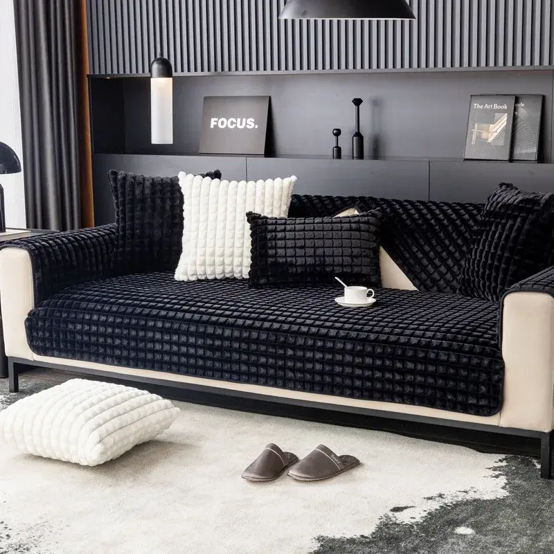 Thicken Flannel Sofa Cover Warm Super Soft Sofa Mat Towel Luxury Non-slip Universal Sofa Slipcovers Couch Cushion Home Decor
