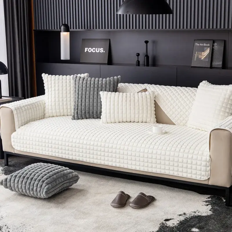 Thicken Flannel Sofa Cover Warm Super Soft Sofa Mat Towel Luxury Non-slip Universal Sofa Slipcovers Couch Cushion Home Decor