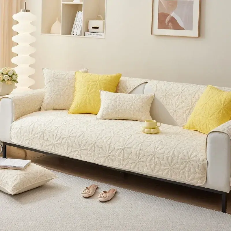 High Grade Fabric Sanding Sofa Cover Flower Jacquard Anti-slip Couch Covers Embroidery Sofa Towel ArmChair Cushion Spring Summer