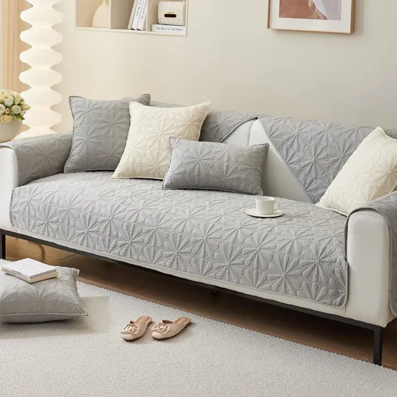 High Grade Fabric Sanding Sofa Cover Flower Jacquard Anti-slip Couch Covers Embroidery Sofa Towel ArmChair Cushion Spring Summer