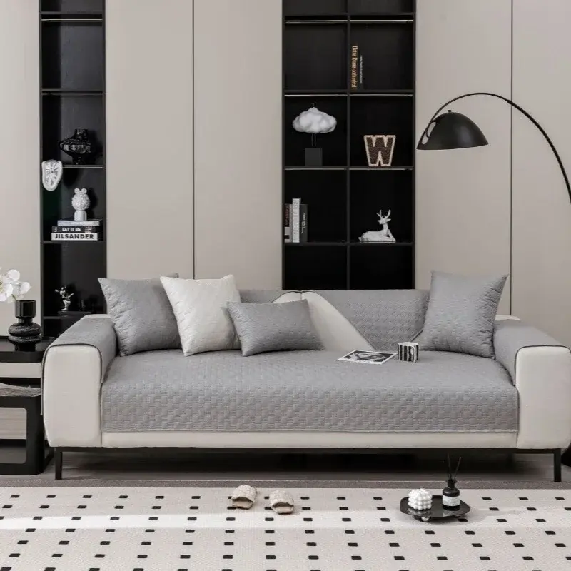 Waterproof Sofa Cover Universal Non-Slip Leather Sofa Cover Cushion Thickened Plaid Living Room Anti-Cat Scratch Protection Sofa