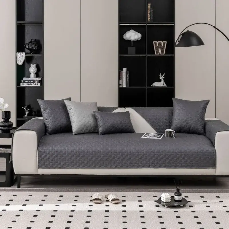 Waterproof Sofa Cover Universal Non-Slip Leather Sofa Cover Cushion Thickened Plaid Living Room Anti-Cat Scratch Protection Sofa