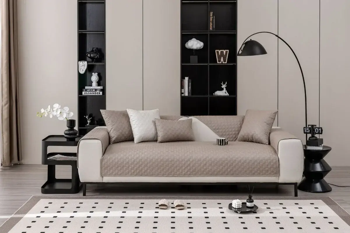 Waterproof Sofa Cover Universal Non-Slip Leather Sofa Cover Cushion Thickened Plaid Living Room Anti-Cat Scratch Protection Sofa