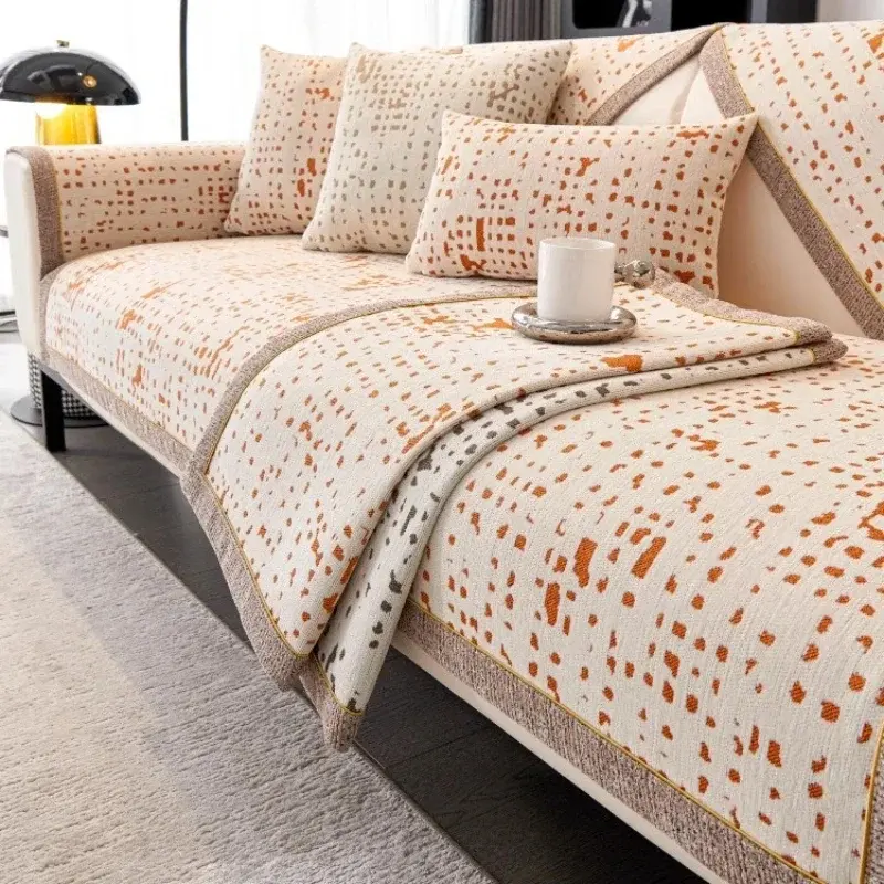 Geometry Sofa Covers Jacquard Chenille Sofa Mat for Living Room Non-slip Sofa Covers Universal for All Seasons Couch Slipcovers