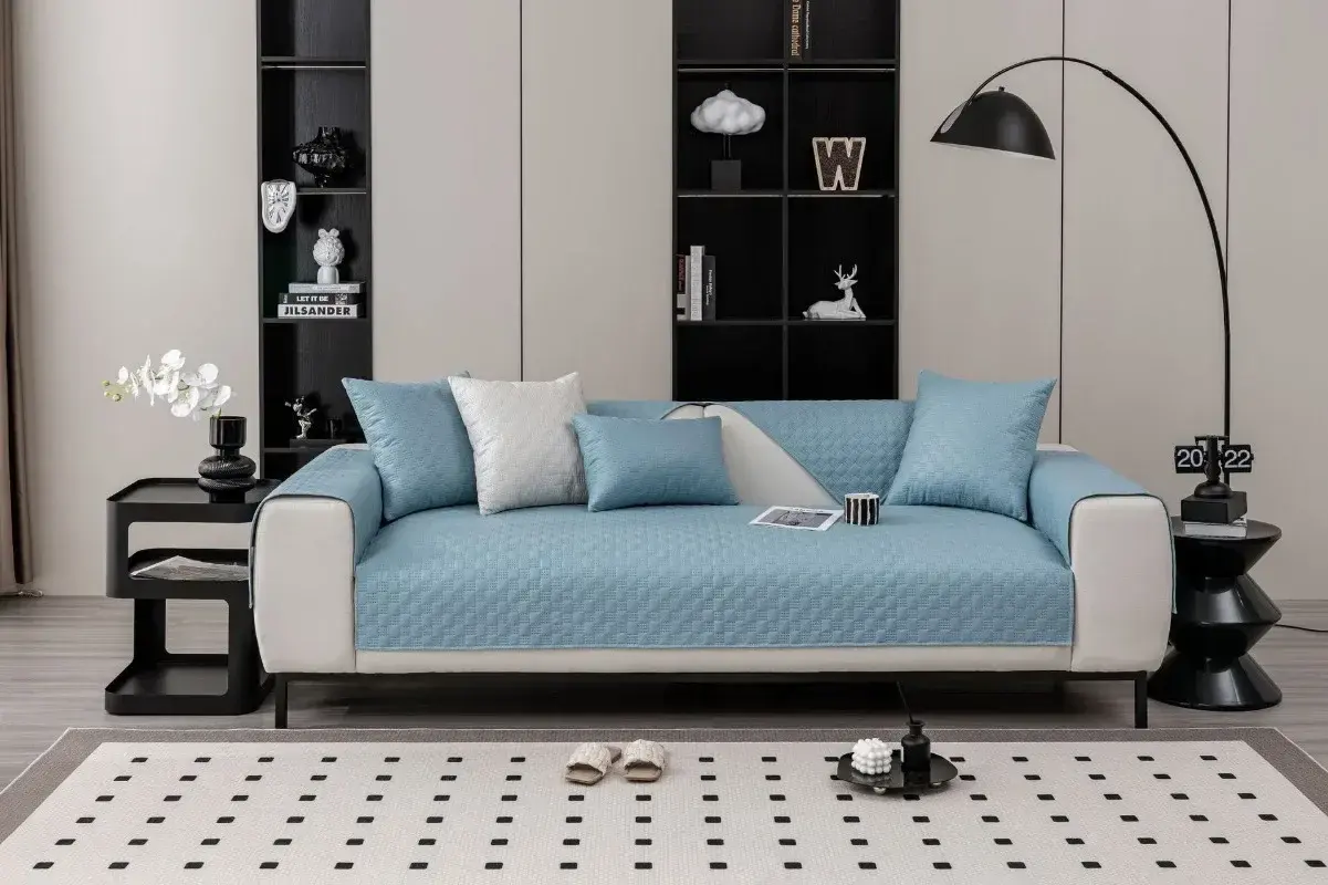 Waterproof Sofa Cover Universal Non-Slip Leather Sofa Cover Cushion Thickened Plaid Living Room Anti-Cat Scratch Protection Sofa