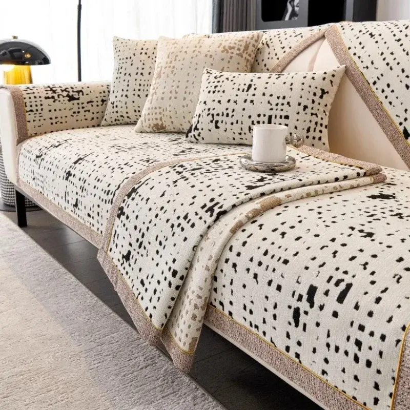 Geometry Sofa Covers Jacquard Chenille Sofa Mat for Living Room Non-slip Sofa Covers Universal for All Seasons Couch Slipcovers