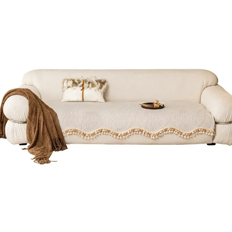 Chenille French Cream Irregular Sofa Cushion Four Season Universal Solid Color Irregular Anti Slip One-piece Cover Cloth Towel