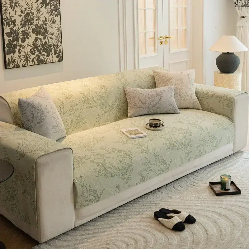 2024 New Broken Flower Sofa Cushion Cover Fabric Seat Cushion Household Modern Simple Non Slip Sofa Towel Universal Four Seasons
