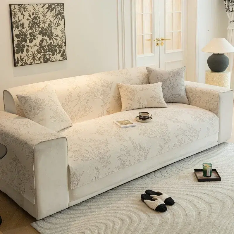 2024 New Broken Flower Sofa Cushion Cover Fabric Seat Cushion Household Modern Simple Non Slip Sofa Towel Universal Four Seasons