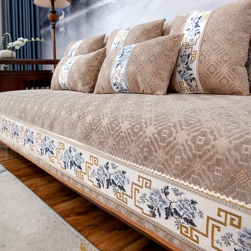 Chinese Style Sofa Covers Luxury Solid Chenille Anti-slip Couch Cushion for Living Room Sofas Universal Armchair Slipcover Towel