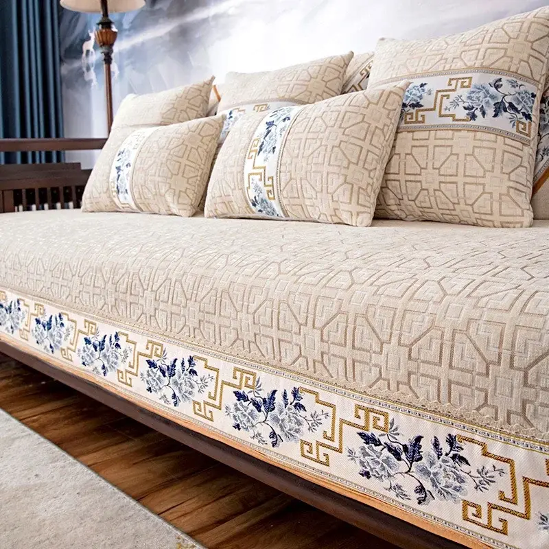 Chinese Style Sofa Covers Luxury Solid Chenille Anti-slip Couch Cushion for Living Room Sofas Universal Armchair Slipcover Towel