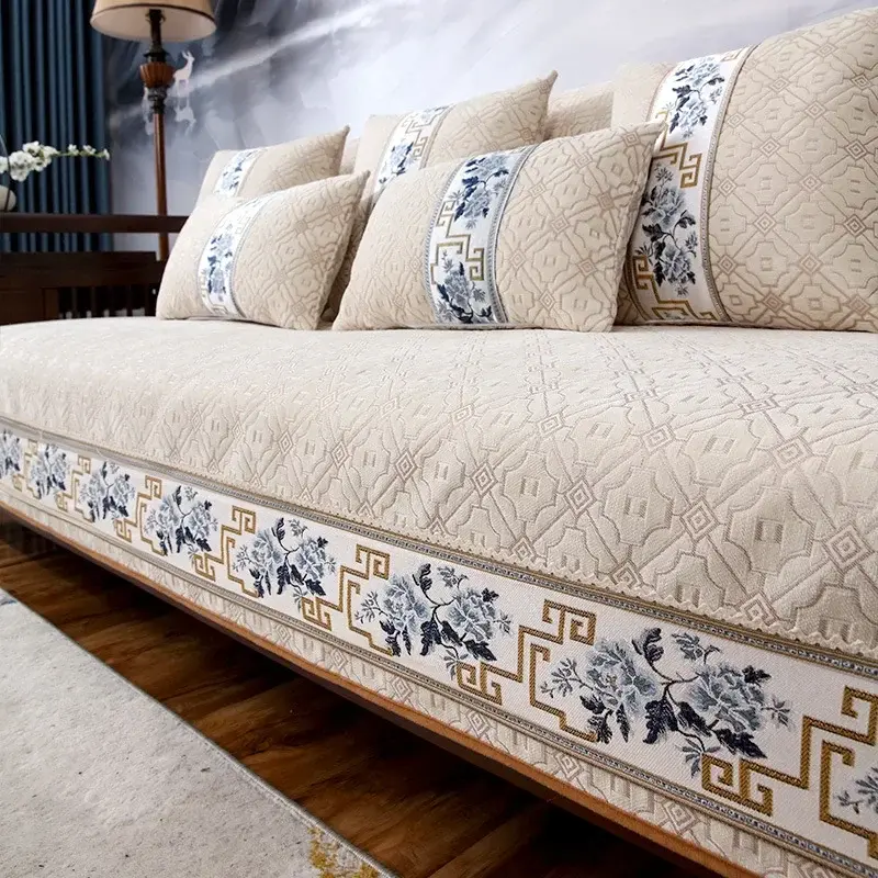 Chinese Style Sofa Covers Luxury Solid Chenille Anti-slip Couch Cushion for Living Room Sofas Universal Armchair Slipcover Towel