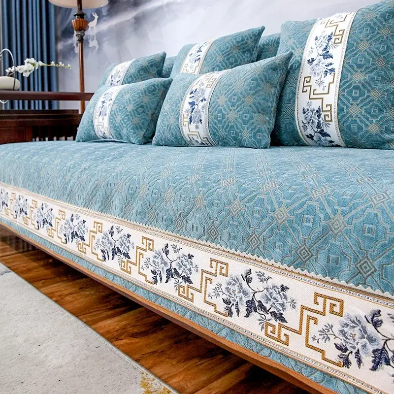 Chinese Style Sofa Covers Luxury Solid Chenille Anti-slip Couch Cushion for Living Room Sofas Universal Armchair Slipcover Towel