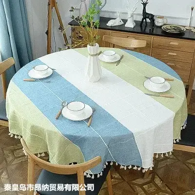 Grid Round Tablecloth Modern Tassel Tablecloth Table Cloth Cotton Linen Tablecloth Cover Towel Obrus Tafelkleed Mantel Mesa