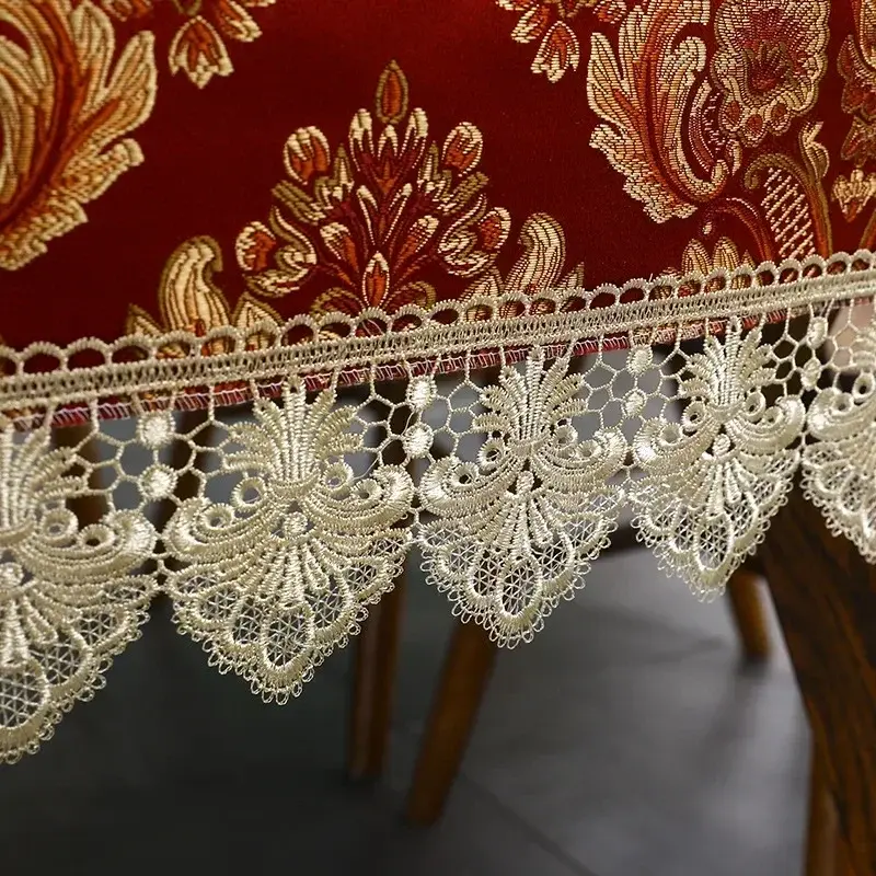 Luxury Tassel Red Tablecloth Chinese Embroidered Dining Coffee Table Cover for Wedding Party Rectangular Table Cloth Decoration
