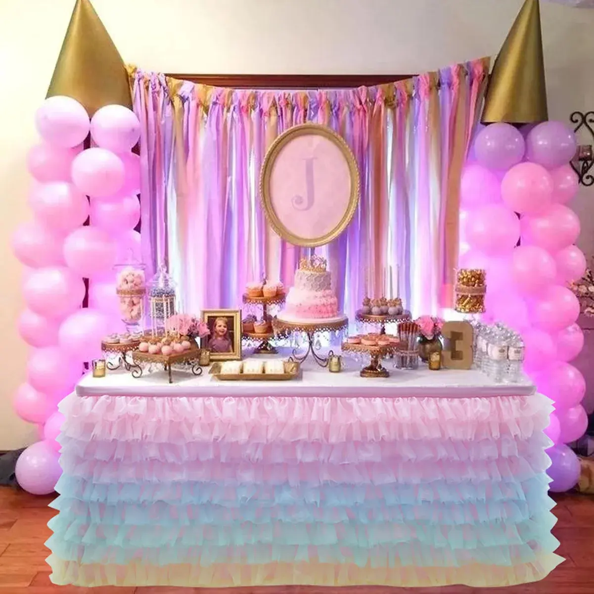 Birthday Party Tulle Table Skirt Tutu Tablecloth Tableware Baby Shower Birthday Party Decorations Wedding Home Table Supplies