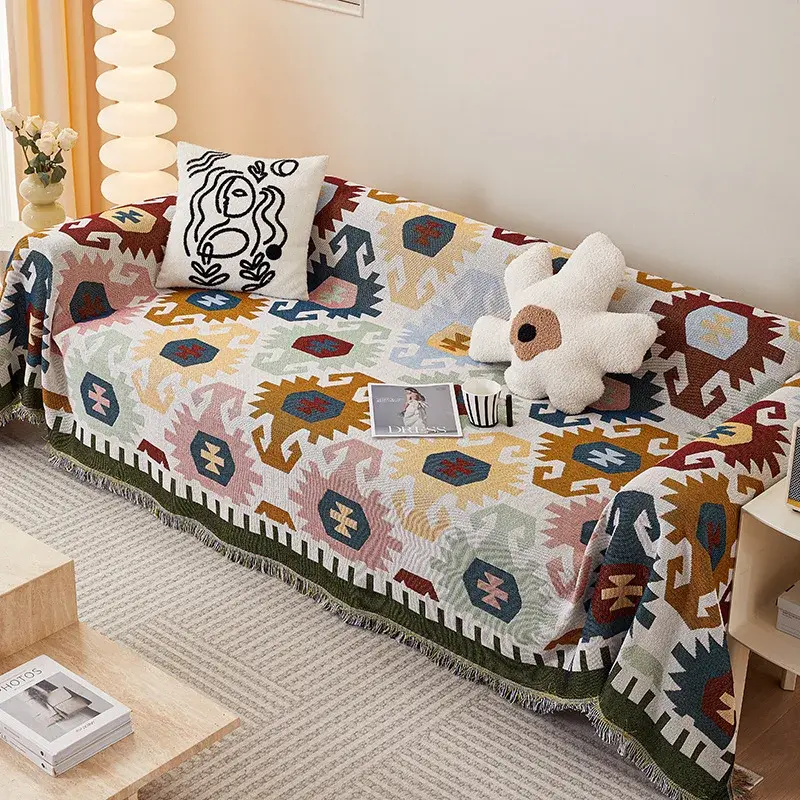 Cute Cartoon Sofa Cover with Tassels, Modern Blankets for Bed Sofa Couch, Ins Style, Throw Blanket, Outdoor Camping, Picnic Mat