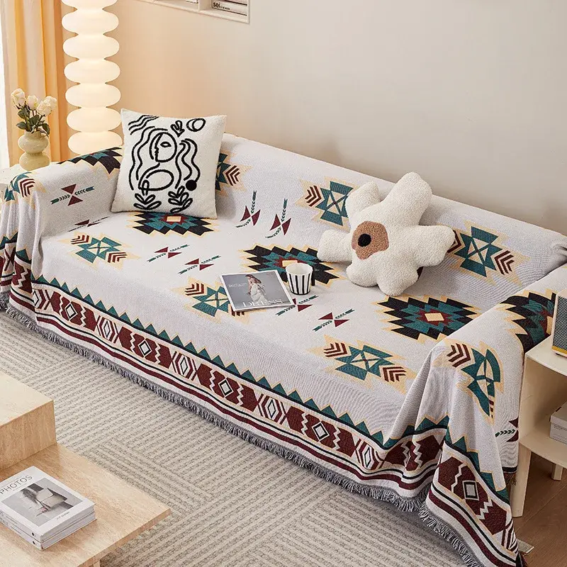 Cute Cartoon Sofa Cover with Tassels, Modern Blankets for Bed Sofa Couch, Ins Style, Throw Blanket, Outdoor Camping, Picnic Mat