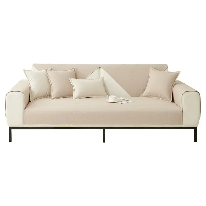 Simple Solid Color Sofa Mat Four Seasonal Universal Anti Slip Waterproof Couch Cover Living Room Furniture Protector Cushion