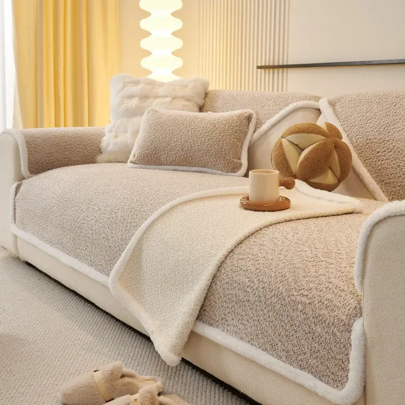 2024 New French Cream Style Sofa Mat Modern And Minimalist Four Seasons Universal Solid Color Anti slip Dustproof Sofa Cover