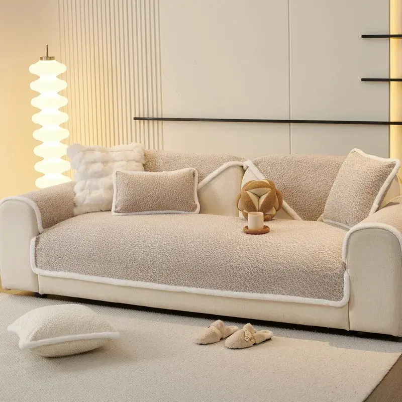 2024 New French Cream Style Sofa Mat Modern And Minimalist Four Seasons Universal Solid Color Anti slip Dustproof Sofa Cover