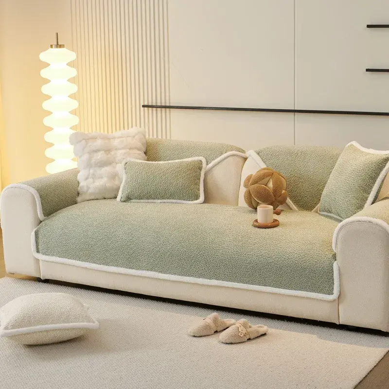 2024 New French Cream Style Sofa Mat Modern And Minimalist Four Seasons Universal Solid Color Anti slip Dustproof Sofa Cover
