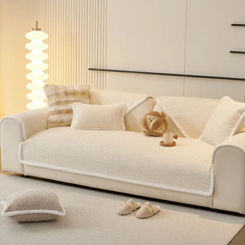 2024 New French Cream Style Sofa Mat Modern And Minimalist Four Seasons Universal Solid Color Anti slip Dustproof Sofa Cover