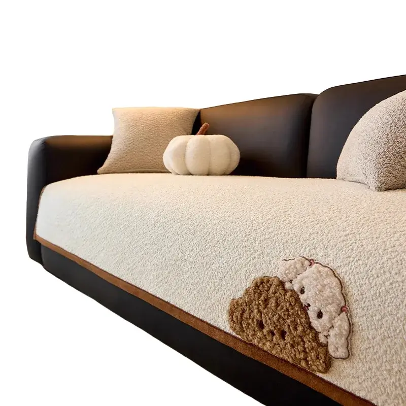New Cream Style Plush Sofa Cushion High-grade Blanket Cushion Sofa Cover Four Seasons Universal Anti-cat Scratch and Anti-slip