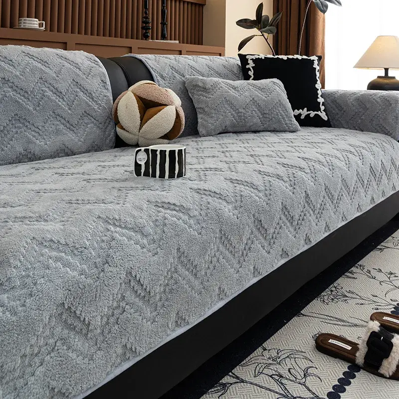 Luxury Solid Color Sofa Cushion Mat Four Seasons Universal Non-slip Dust-proof Warm Sofa Towel Couch Slipcover For Home Decor