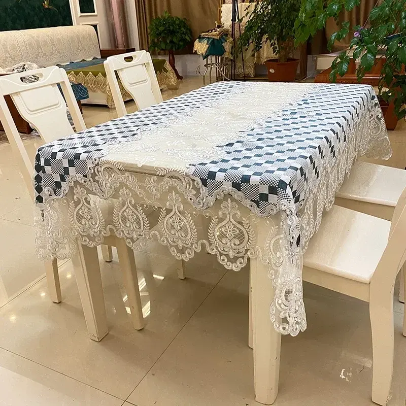 Luxury Lace Tablecloth for Living Room Bedroom Cover Table Party Table Cloth American White Embroider Table Decoration