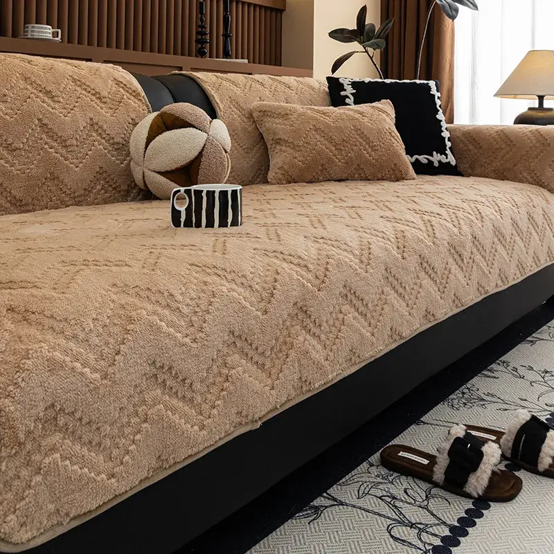 Luxury Solid Color Sofa Cushion Mat Four Seasons Universal Non-slip Dust-proof Warm Sofa Towel Couch Slipcover For Home Decor